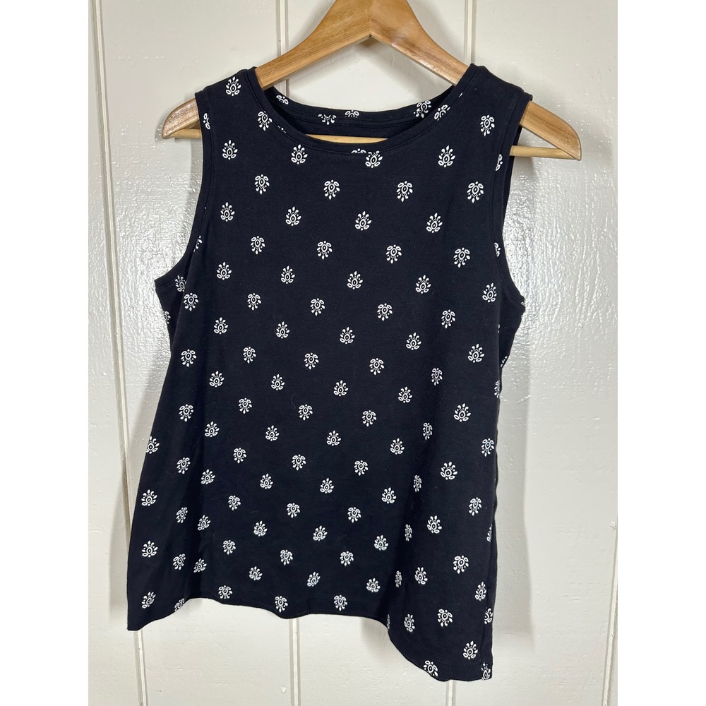 Croft & Barrow Tank Top Womens M Black The Classic Tank Medallion Print Cotton